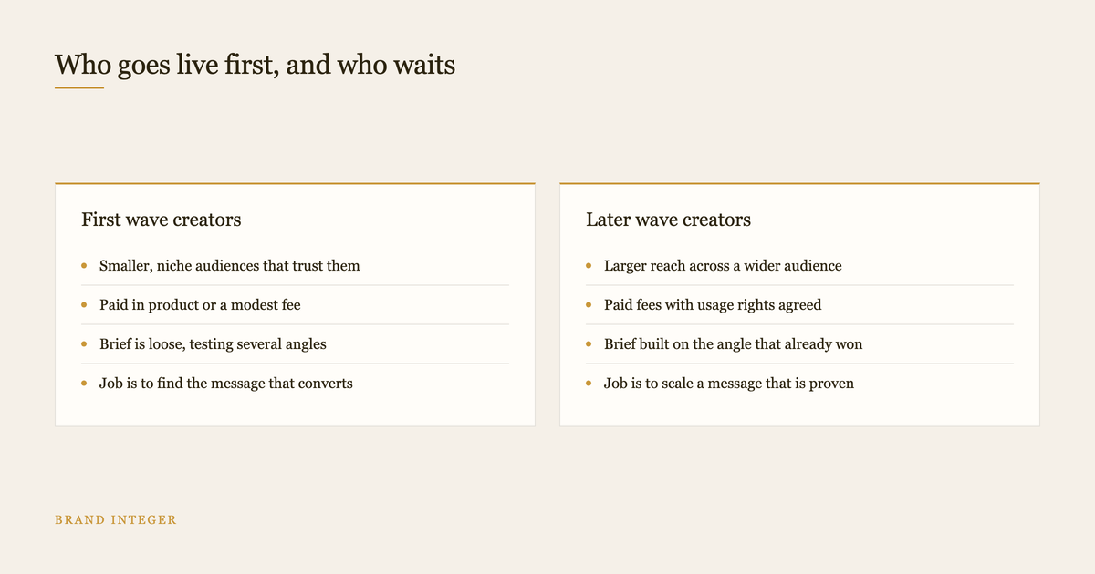 Comparison of first wave and later wave creators in a product launch